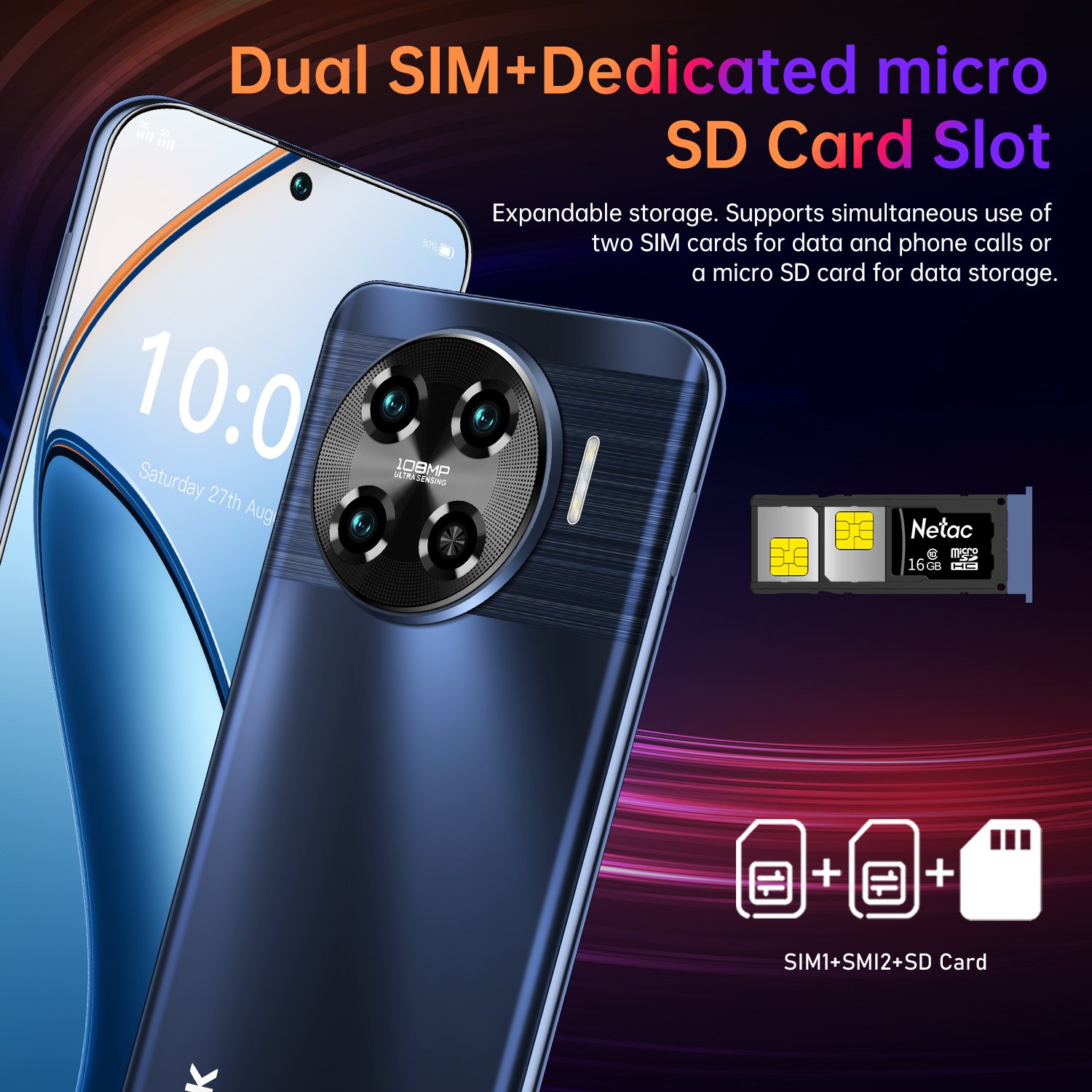 Hot Selling Spark 20 Pro 7.3 inch 72MP+108MP 16GB+1TB Mobile Android Smartphone 10 Core Full screen Cell Phones Large Battery